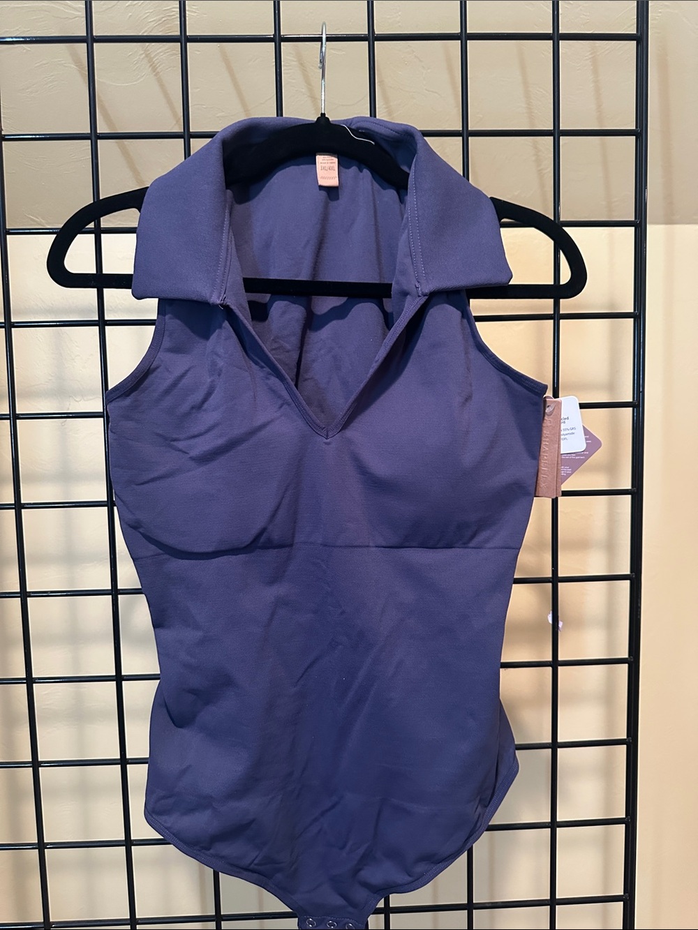 Shapellx padded Sleeveless Collared Tank Top Bodysuit with light comp Purple